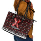 Malcolm X Christmas Leather Tote Bag Retro Knitted Pattern Holiday Wreath Civil Rights Leader