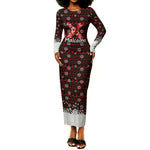 Malcolm X Christmas Long Sleeve Bodycon Dress Retro Knitted Pattern Holiday Wreath Civil Rights Leader