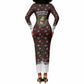 Malcolm X Christmas Long Sleeve Bodycon Dress Retro Knitted Pattern Holiday Wreath Civil Rights Leader