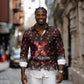 Malcolm X Christmas Long Sleeve Button Shirt Retro Knitted Pattern Holiday Wreath Civil Rights Leader