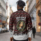 Malcolm X Christmas Long Sleeve Button Shirt Retro Knitted Pattern Holiday Wreath Civil Rights Leader
