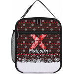 Malcolm X Christmas Lunch Bag Retro Knitted Pattern Holiday Wreath Civil Rights Leader