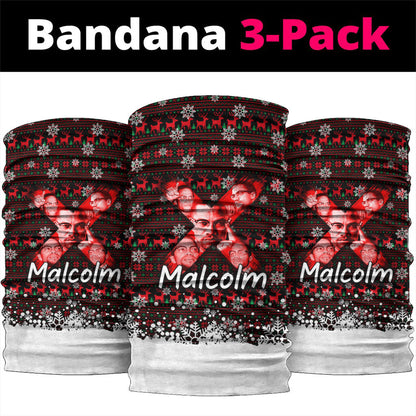 Malcolm X Christmas Neck Gaiter Retro Knitted Pattern Holiday Wreath Civil Rights Leader