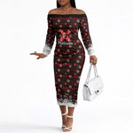 Malcolm X Christmas Off The Shoulder Long Sleeve Dress Retro Knitted Pattern Holiday Wreath Civil Rights Leader