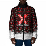 Malcolm X Christmas Padded Jacket Retro Knitted Pattern Holiday Wreath Civil Rights Leader