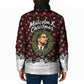Malcolm X Christmas Padded Jacket Retro Knitted Pattern Holiday Wreath Civil Rights Leader