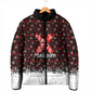 Malcolm X Christmas Padded Jacket Retro Knitted Pattern Holiday Wreath Civil Rights Leader