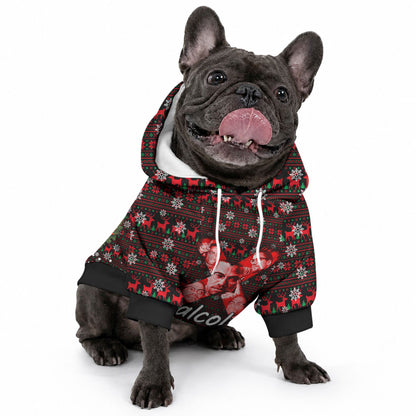 Malcolm X Christmas Pet Hoodie Retro Knitted Pattern Holiday Wreath Civil Rights Leader