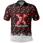 Malcolm X Christmas Polo Shirt Retro Knitted Pattern Holiday Wreath Civil Rights Leader