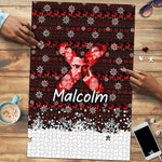 Malcolm X Christmas Puzzle Retro Knitted Pattern Holiday Wreath Civil Rights Leader