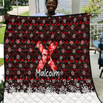 Malcolm X Christmas Quilt Retro Knitted Pattern Holiday Wreath Civil Rights Leader