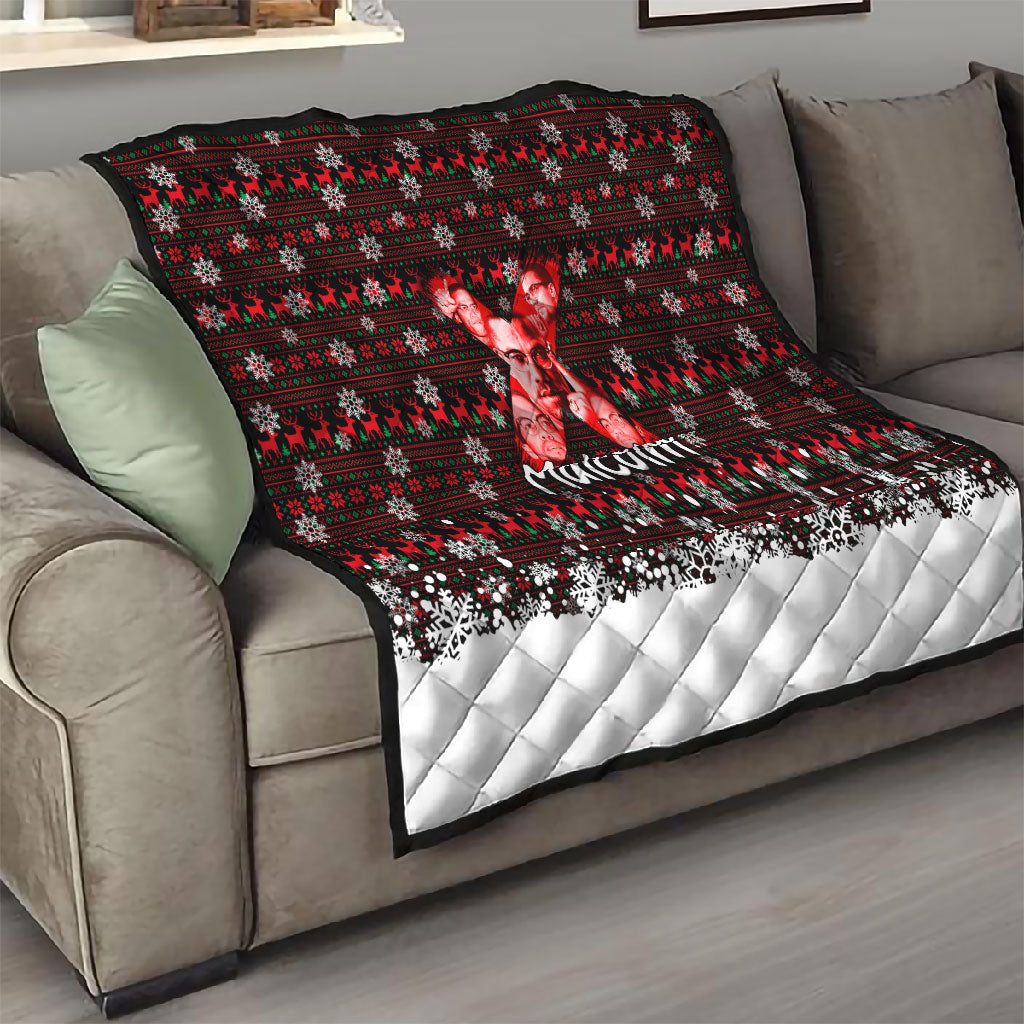 Malcolm X Christmas Quilt Retro Knitted Pattern Holiday Wreath Civil Rights Leader