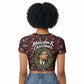 Malcolm X Christmas Raglan Cropped T shirt Retro Knitted Pattern Holiday Wreath Civil Rights Leader