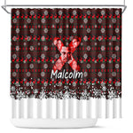 Malcolm X Christmas Shower Curtain Retro Knitted Pattern Holiday Wreath Civil Rights Leader