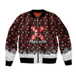 Malcolm X Christmas Sleeve Zip Bomber Jacket Retro Knitted Pattern Holiday Wreath Civil Rights Leader