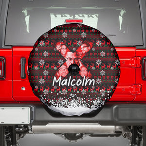 Malcolm X Christmas Spare Tire Cover Retro Knitted Pattern Holiday Wreath Civil Rights Leader
