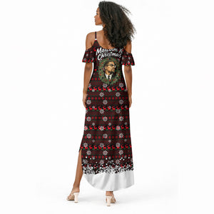 Malcolm X Christmas Summer Maxi Dress Retro Knitted Pattern Holiday Wreath Civil Rights Leader