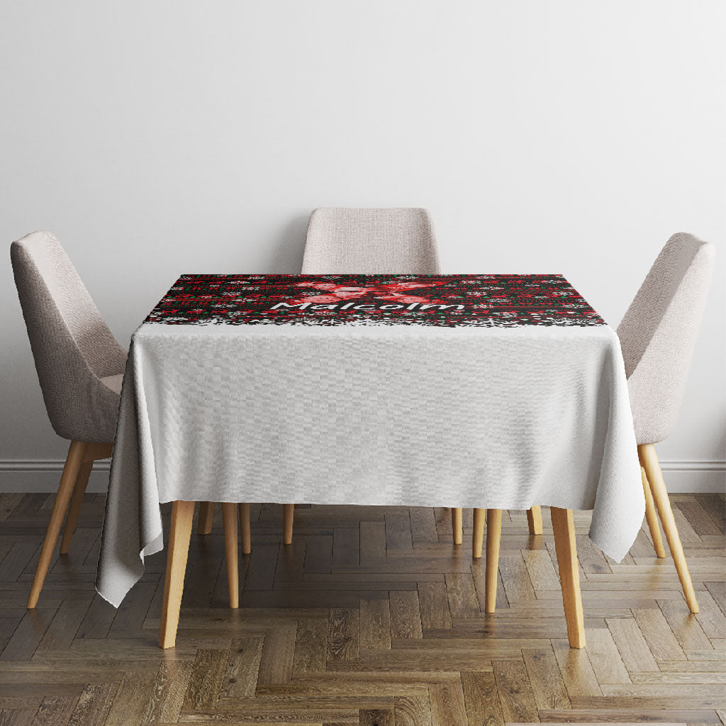 Malcolm X Christmas Tablecloth Retro Knitted Pattern Holiday Wreath Civil Rights Leader