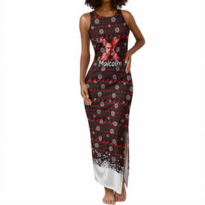 Malcolm X Christmas Tank Maxi Dress Retro Knitted Pattern Holiday Wreath Civil Rights Leader