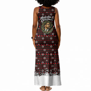 Malcolm X Christmas Tank Maxi Dress Retro Knitted Pattern Holiday Wreath Civil Rights Leader
