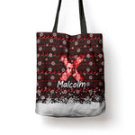 Malcolm X Christmas Tote Bag Retro Knitted Pattern Holiday Wreath Civil Rights Leader