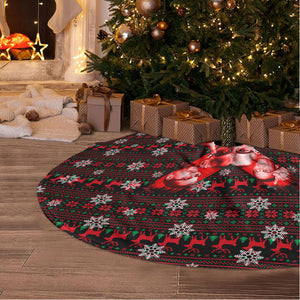 Malcolm X Christmas Tree Skirt Retro Knitted Pattern Holiday Wreath Civil Rights Leader