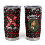 Malcolm X Christmas Tumbler Cup Retro Knitted Pattern Holiday Wreath Civil Rights Leader