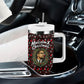 Malcolm X Christmas Tumbler With Handle Retro Knitted Pattern Holiday Wreath Civil Rights Leader