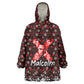 Malcolm X Christmas Wearable Blanket Hoodie Retro Knitted Pattern Holiday Wreath Civil Rights Leader
