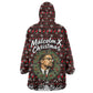 Malcolm X Christmas Wearable Blanket Hoodie Retro Knitted Pattern Holiday Wreath Civil Rights Leader