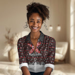 Malcolm X Christmas Women Casual Shirt Retro Knitted Pattern Holiday Wreath Civil Rights Leader