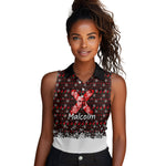 Malcolm X Christmas Women Sleeveless Polo Shirt Retro Knitted Pattern Holiday Wreath Civil Rights Leader