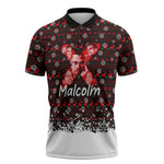 Malcolm X Christmas Zipper Polo Shirt Retro Knitted Pattern Holiday Wreath Civil Rights Leader