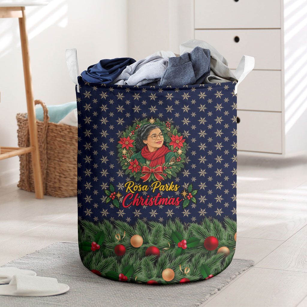 Rosa Parks Christmas Laundry Basket Freedom Bus Wreath Vintage Festive Holiday