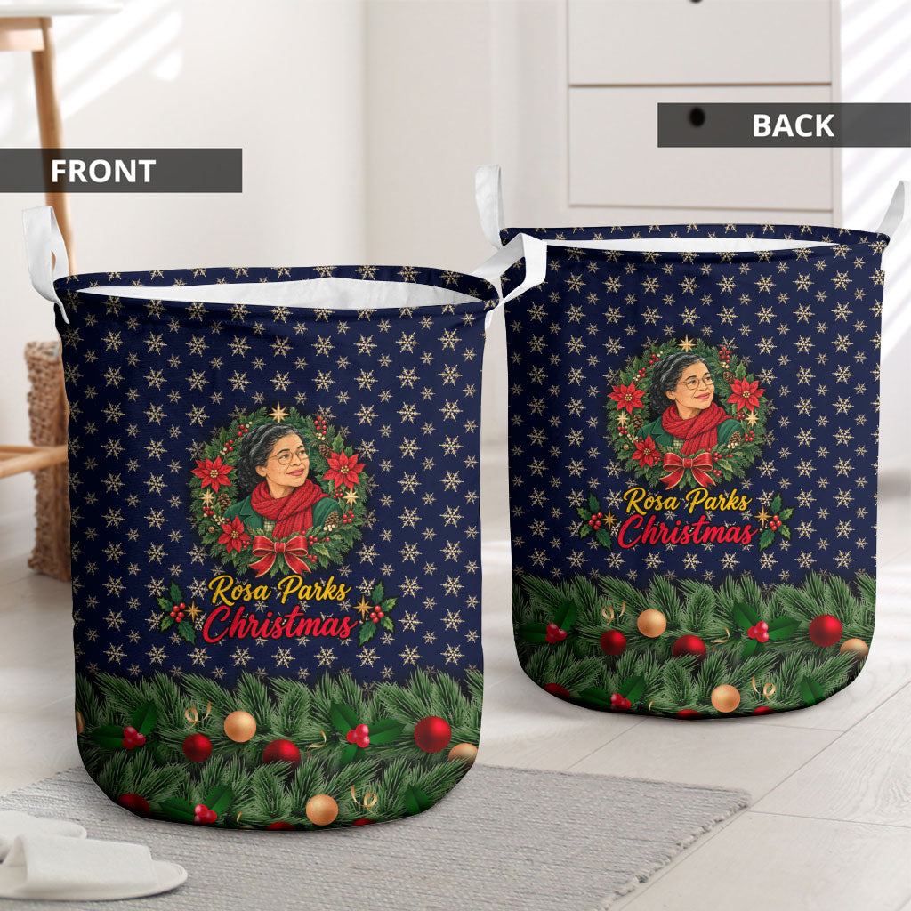 Rosa Parks Christmas Laundry Basket Freedom Bus Wreath Vintage Festive Holiday