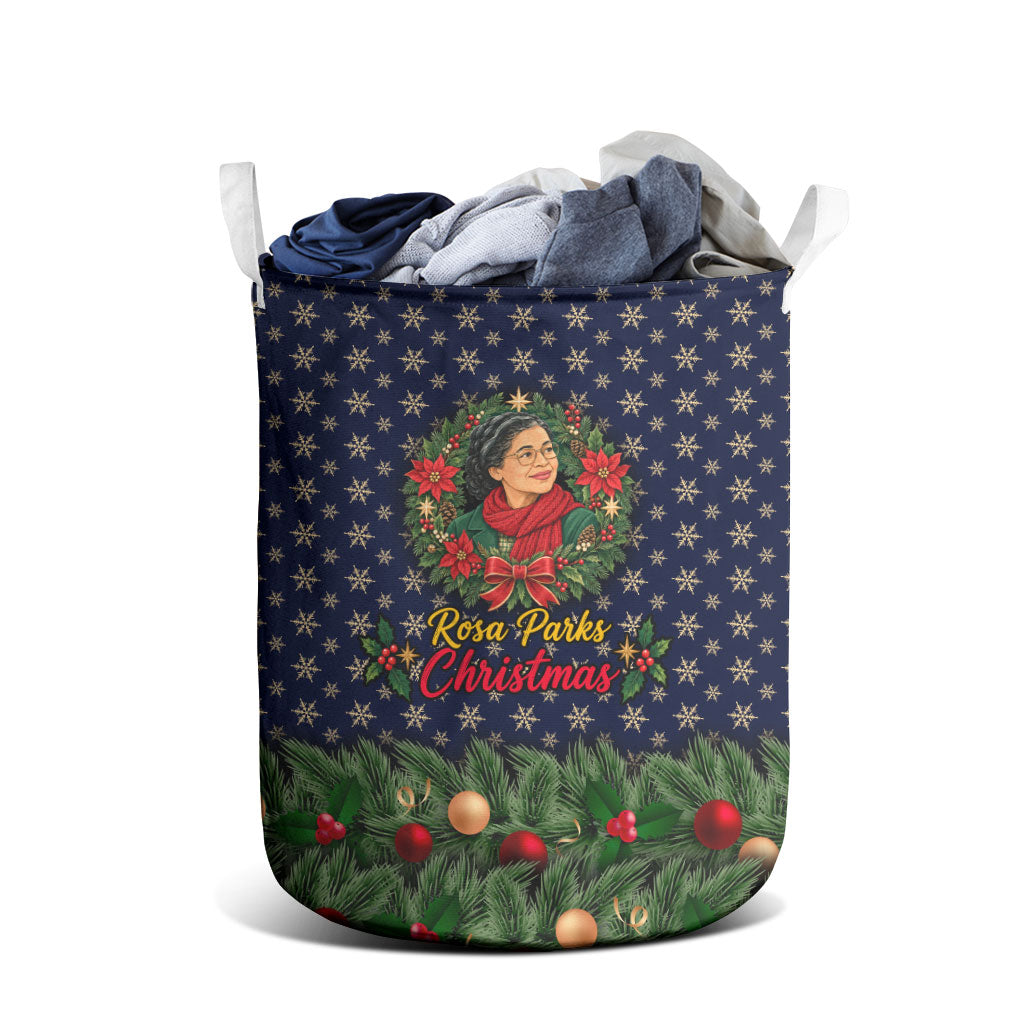 Rosa Parks Christmas Laundry Basket Freedom Bus Wreath Vintage Festive Holiday