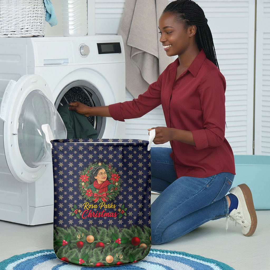 Rosa Parks Christmas Laundry Basket Freedom Bus Wreath Vintage Festive Holiday