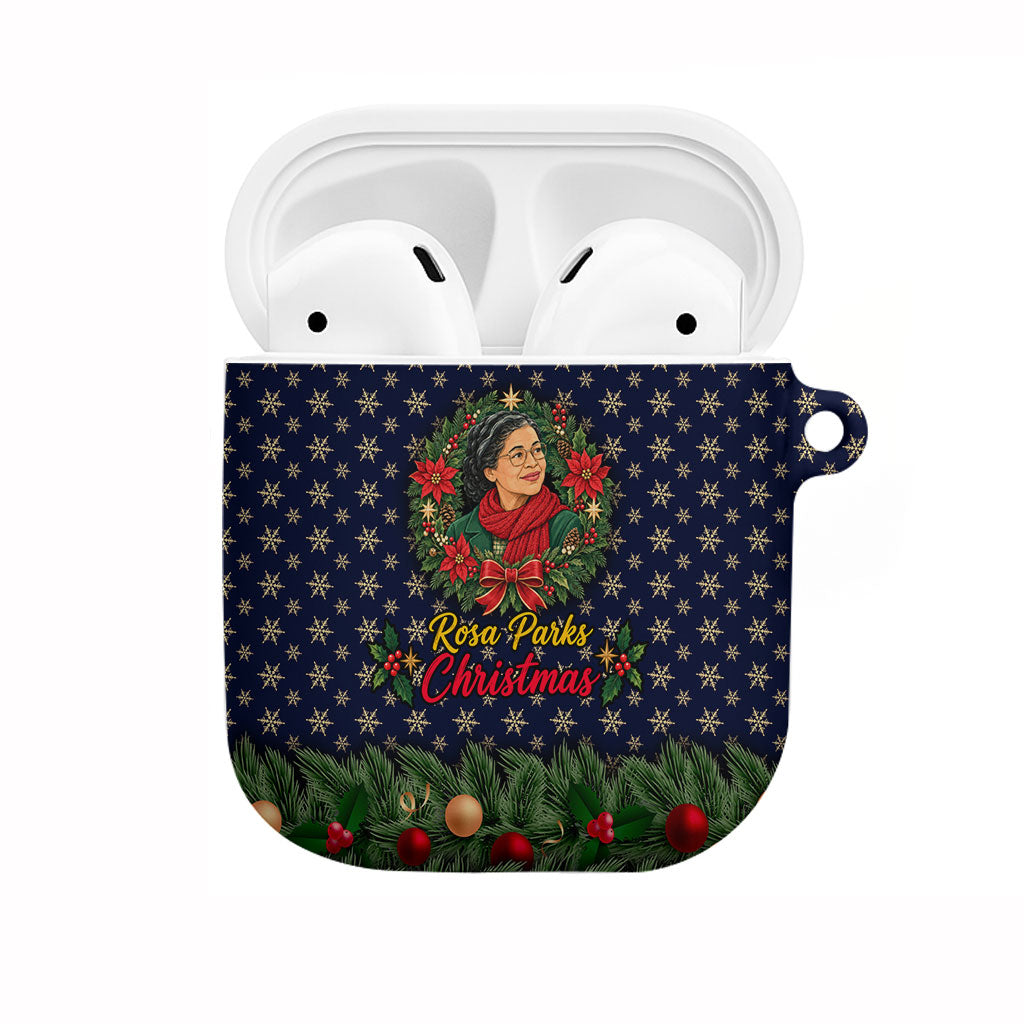 Rosa Parks Christmas AirPods Case Freedom Bus Wreath Vintage Festive Holiday