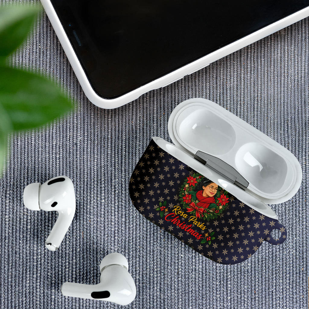 Rosa Parks Christmas AirPods Case Freedom Bus Wreath Vintage Festive Holiday
