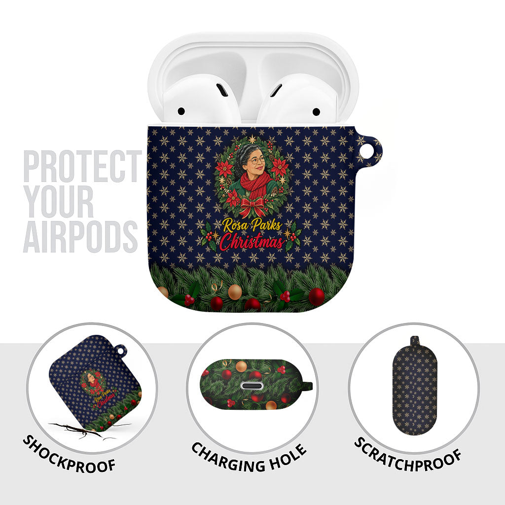 Rosa Parks Christmas AirPods Case Freedom Bus Wreath Vintage Festive Holiday