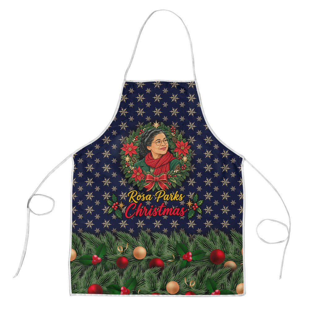 Rosa Parks Christmas Apron Freedom Bus Wreath Vintage Festive Holiday