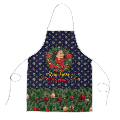 Rosa Parks Christmas Apron Freedom Bus Wreath Vintage Festive Holiday