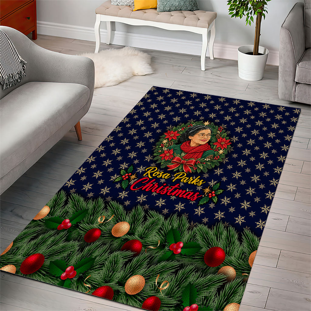 Rosa Parks Christmas Area Rug Freedom Bus Wreath Vintage Festive Holiday