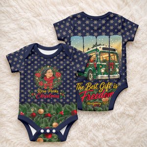 Rosa Parks Christmas Baby Onesie Freedom Bus Wreath Vintage Festive Holiday