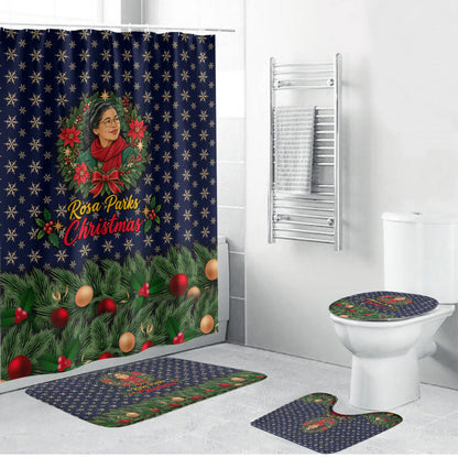 Rosa Parks Christmas Bathroom Set Freedom Bus Wreath Vintage Festive Holiday