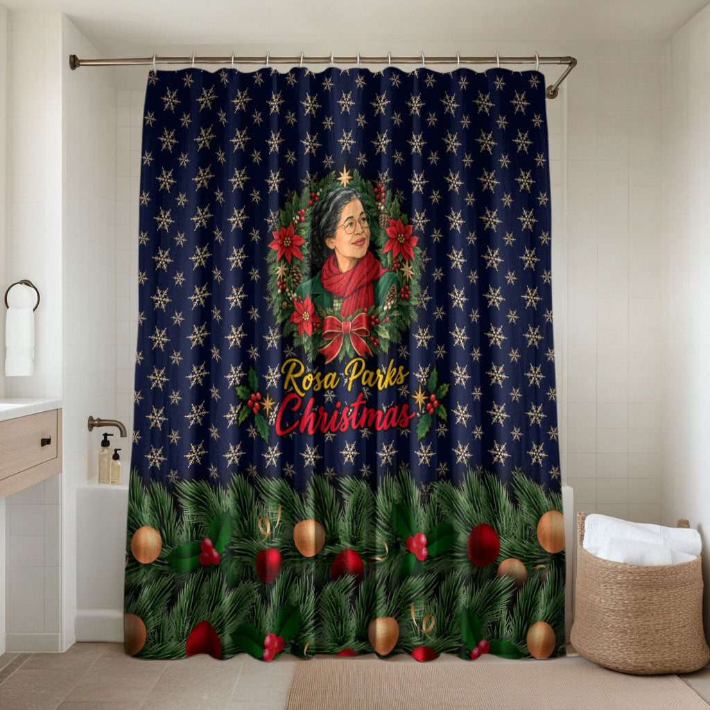 Rosa Parks Christmas Bathroom Set Freedom Bus Wreath Vintage Festive Holiday