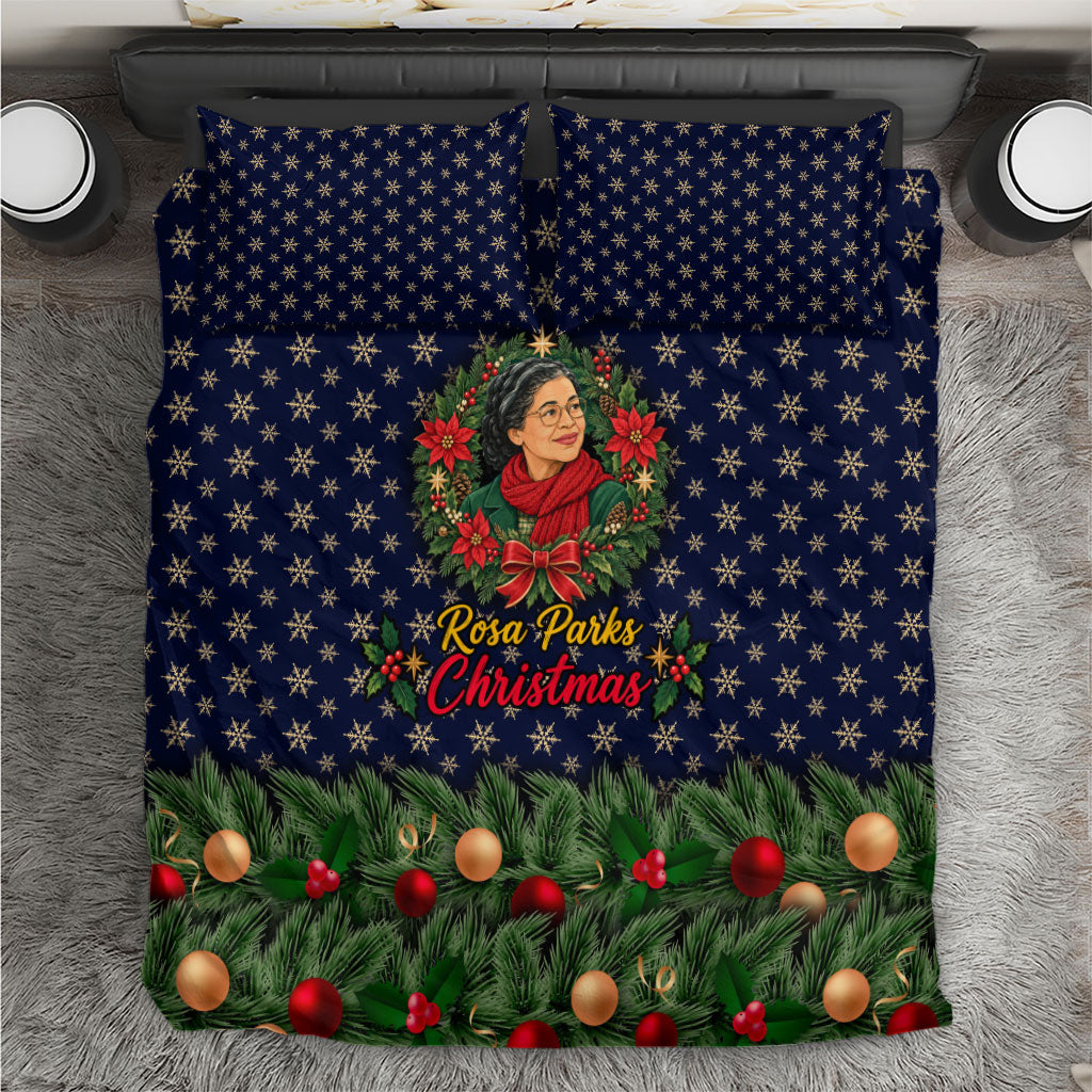 Rosa Parks Christmas Bedding Set Freedom Bus Wreath Vintage Festive Holiday