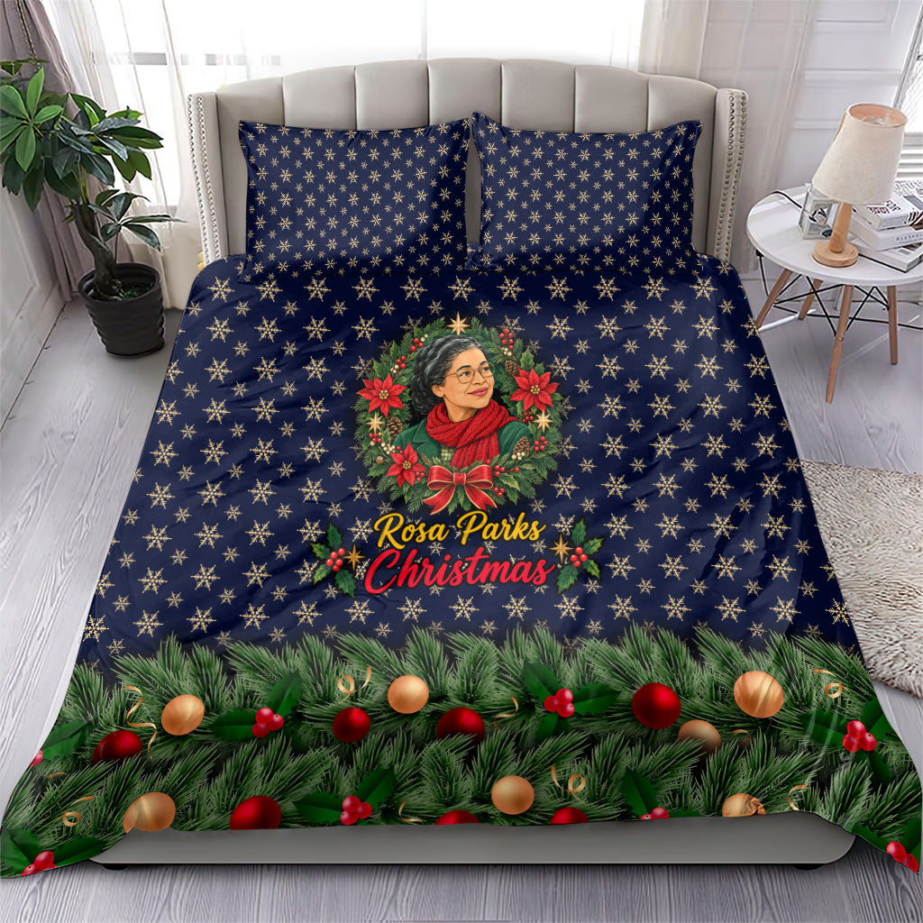 Rosa Parks Christmas Bedding Set Freedom Bus Wreath Vintage Festive Holiday