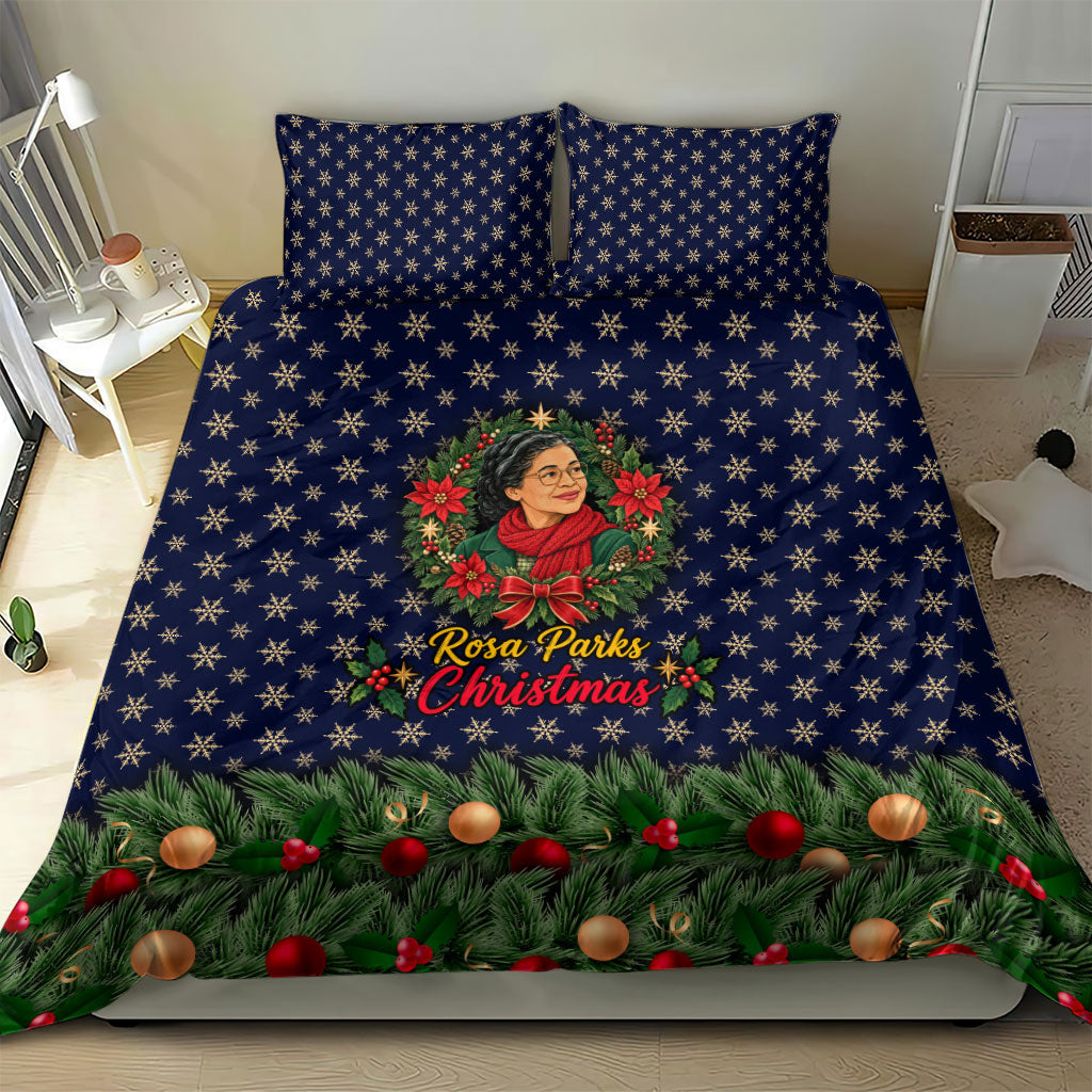 Rosa Parks Christmas Bedding Set Freedom Bus Wreath Vintage Festive Holiday