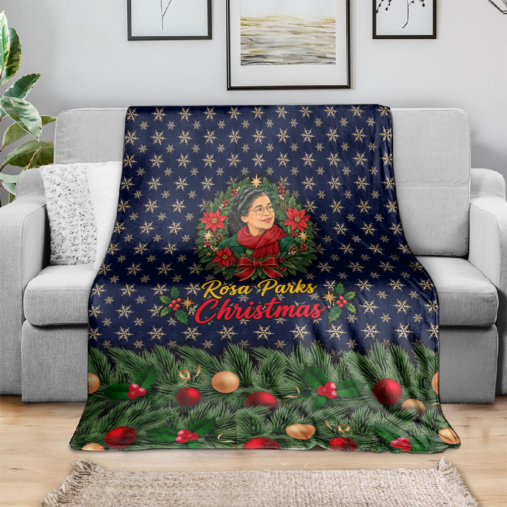 Rosa Parks Christmas Blanket Freedom Bus Wreath Vintage Festive Holiday